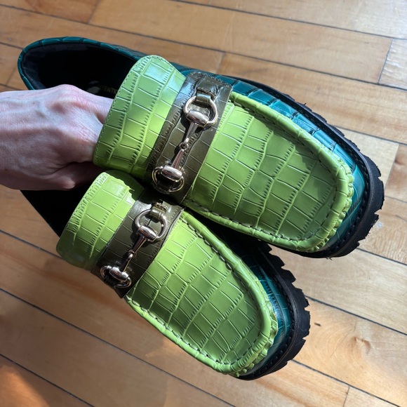 The Intentionally Blank Sz 9 HK-2 Croc Green Leather Loafer - Picture 11 of 11